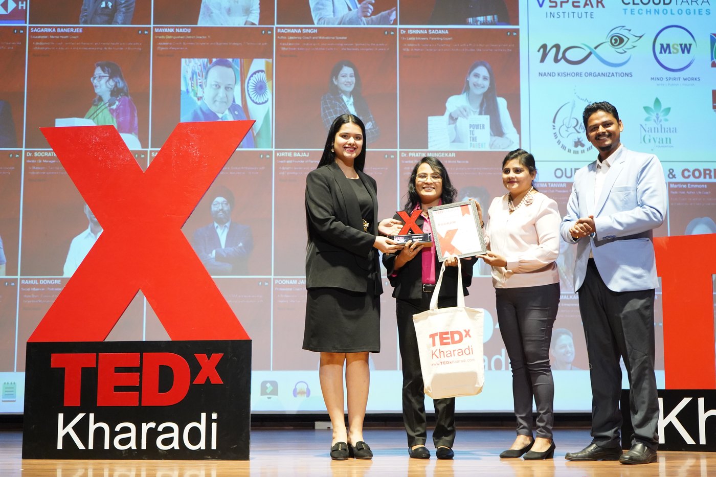 Poonam Jain speaking at TEDx Kharadi